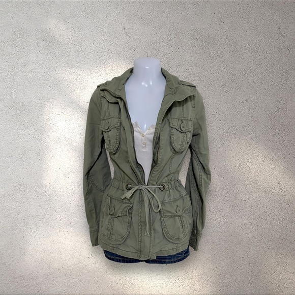 Mossimo Supply Co. Army Green Utility Jacket with Drawstring Waist - Picture 1 of 8